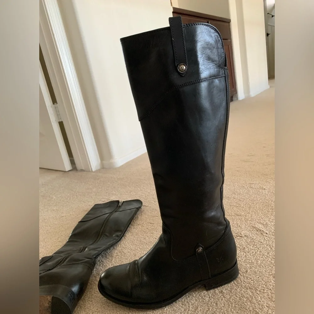 Frye Melissa Button 2 Riding Leather Knee-High Riding Boots Size 8